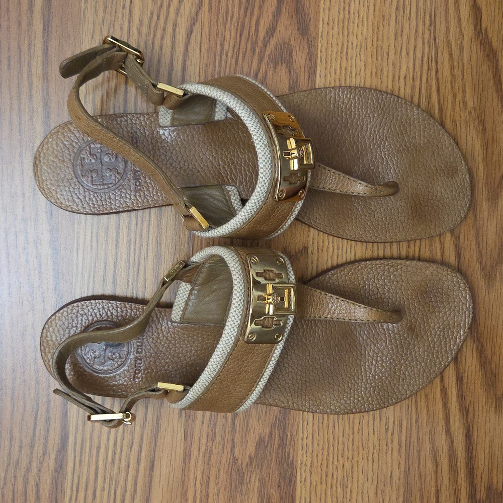 Tory Burch Capri Leather T-Strap Thong Sandals Women's/ 8